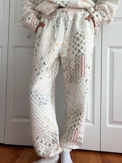 Christmas Holiday Quilted Mockneck Sweatshirt Set