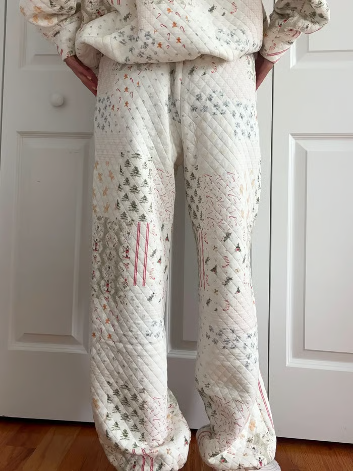 Christmas Holiday Quilted Mockneck Sweatshirt Set