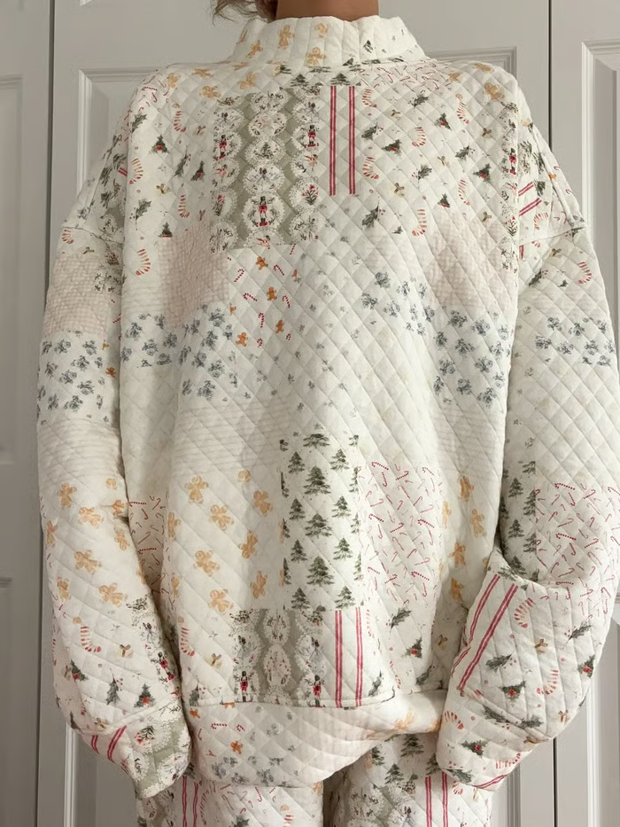 Christmas Holiday Quilted Mockneck Sweatshirt Set