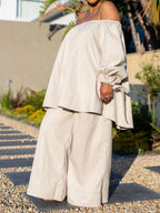 Open-Shoulder Loose Pants Set