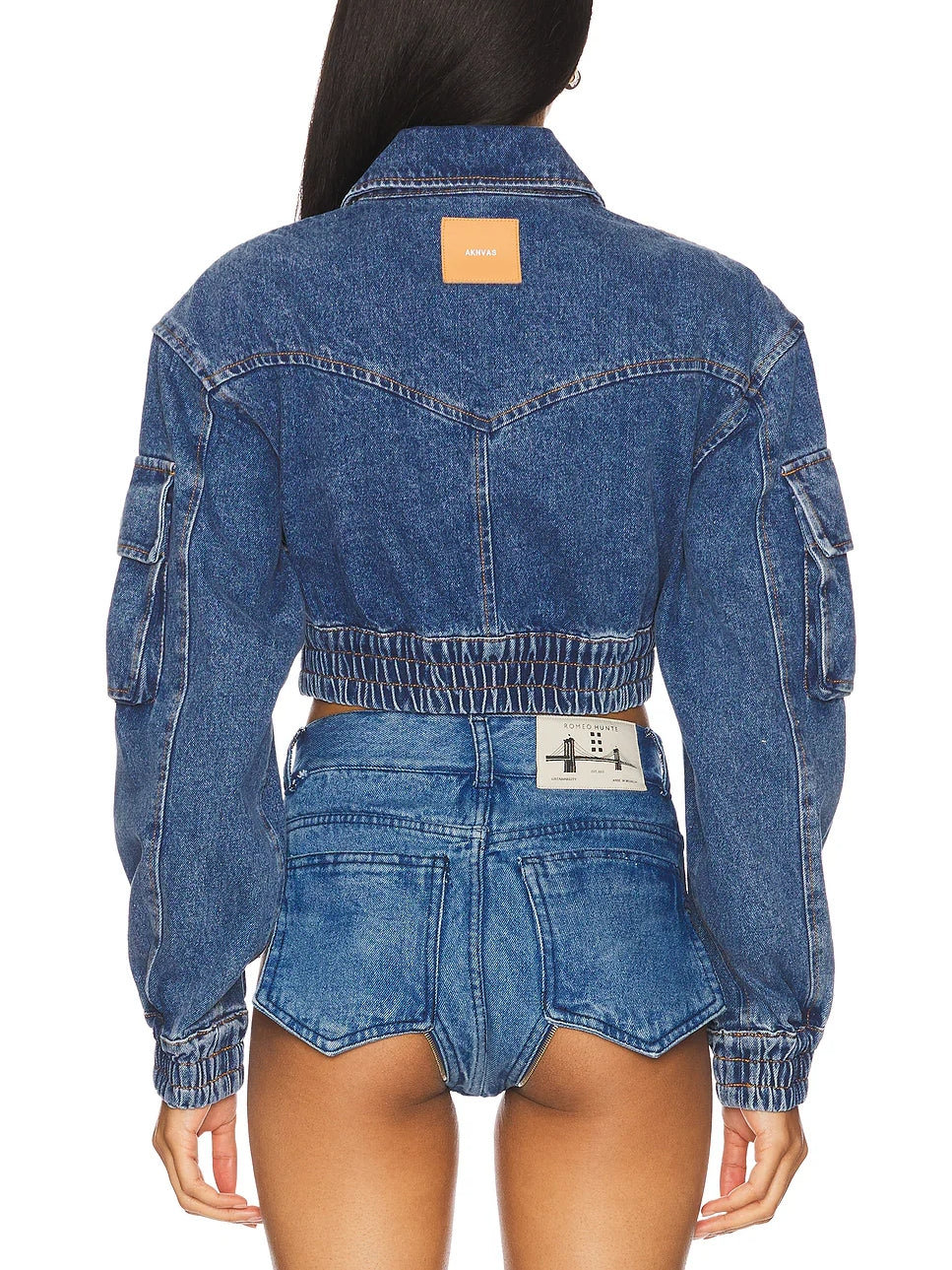 Cropped Denim Bomber Jacket