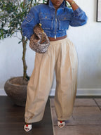 Cropped Denim Bomber Jacket