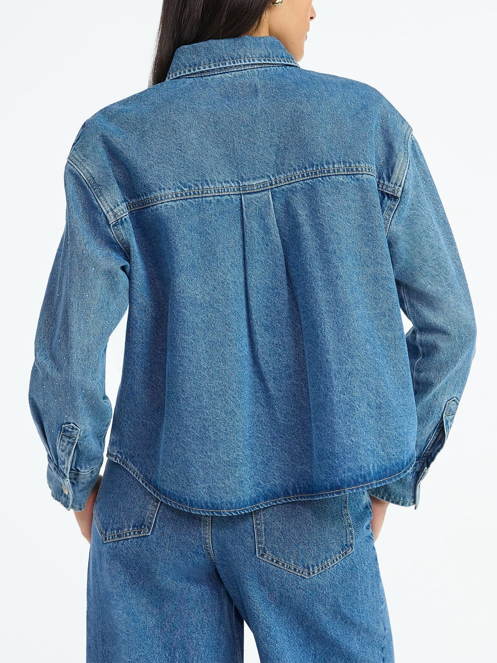 Rhinestone Embellished Cotton Denim Suit
