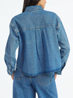Rhinestone Embellished Cotton Denim Suit
