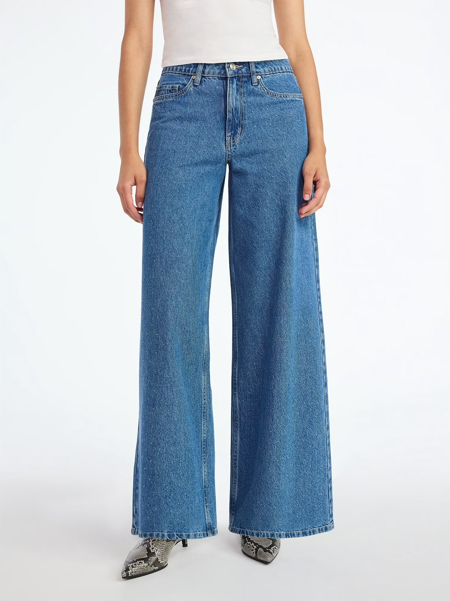 Rhinestone Embellished Cotton Denim Suit