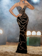 Luxury Elegant Sequined Strapless Maxi Dress