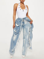 Skirt Overlay Straight Leg Jeans