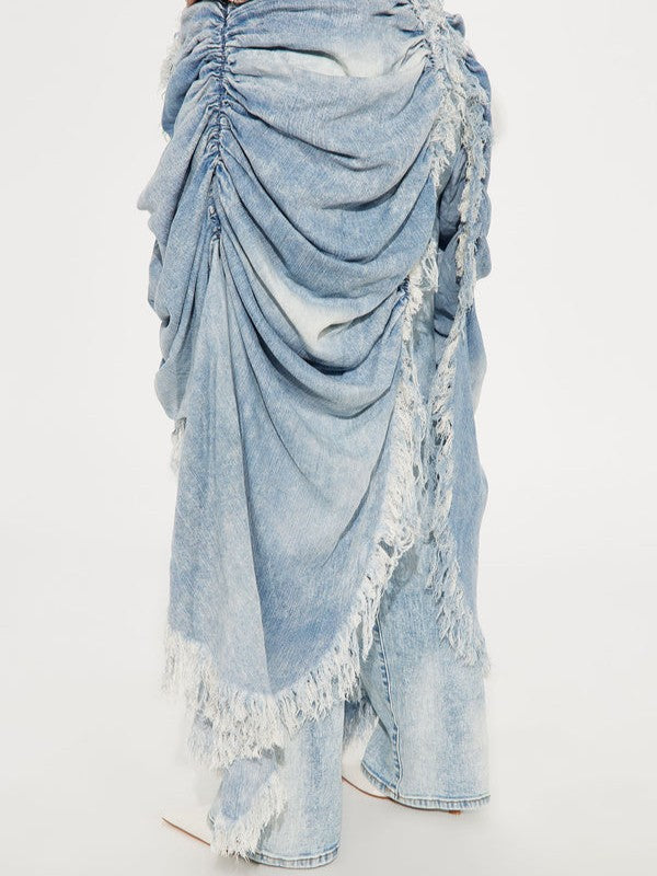 Skirt Overlay Straight Leg Jeans