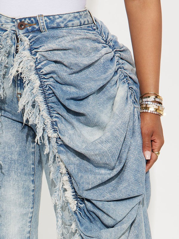 Skirt Overlay Straight Leg Jeans