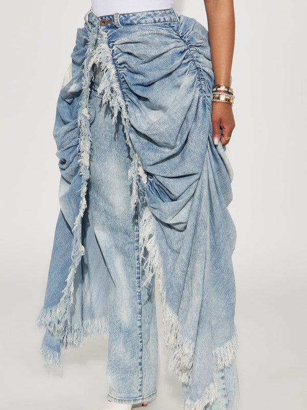 Skirt Overlay Straight Leg Jeans