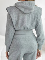 Drawstring Elastic Waist Wide Leg Sweatpants Set