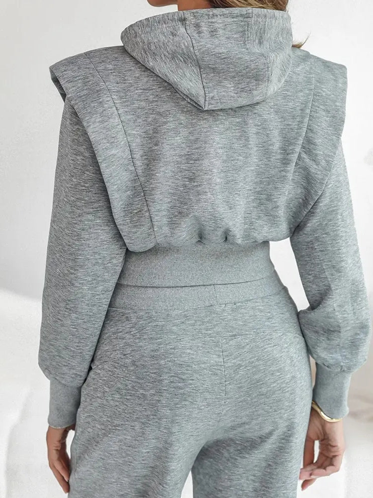 Drawstring Elastic Waist Wide Leg Sweatpants Set