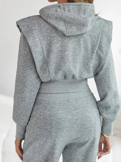 Drawstring Elastic Waist Wide Leg Sweatpants Set