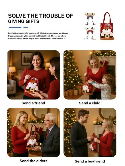 Original Festive Antler Hat – Windproof Ear Protection, 2-in-1 Hat/Handbag & Ideal For Family Christmas Outings