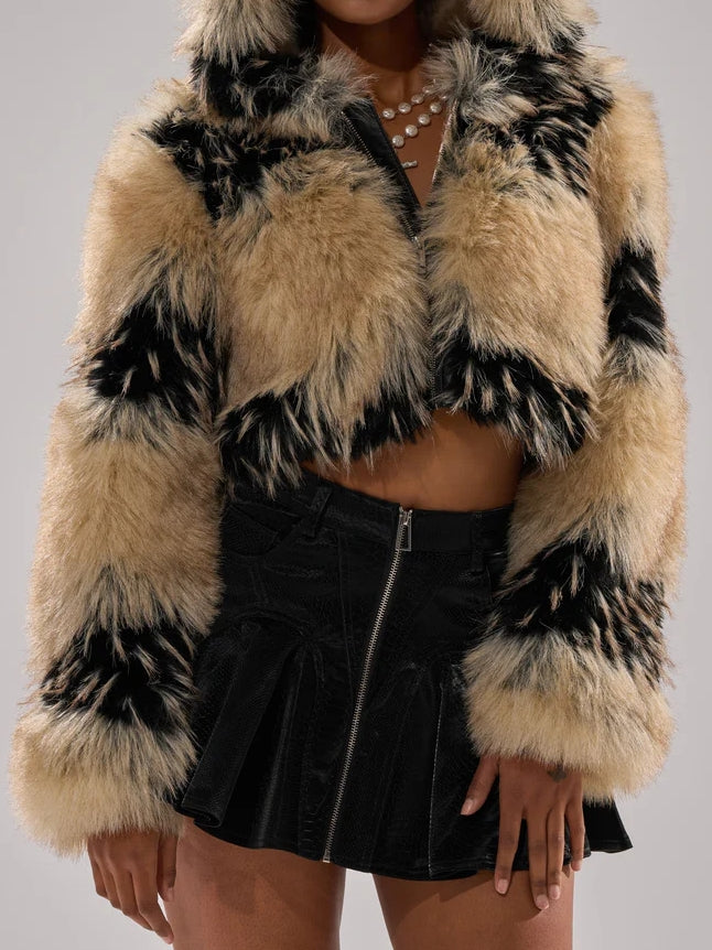 PORTIA CROPPED FAUX FUR JACKET