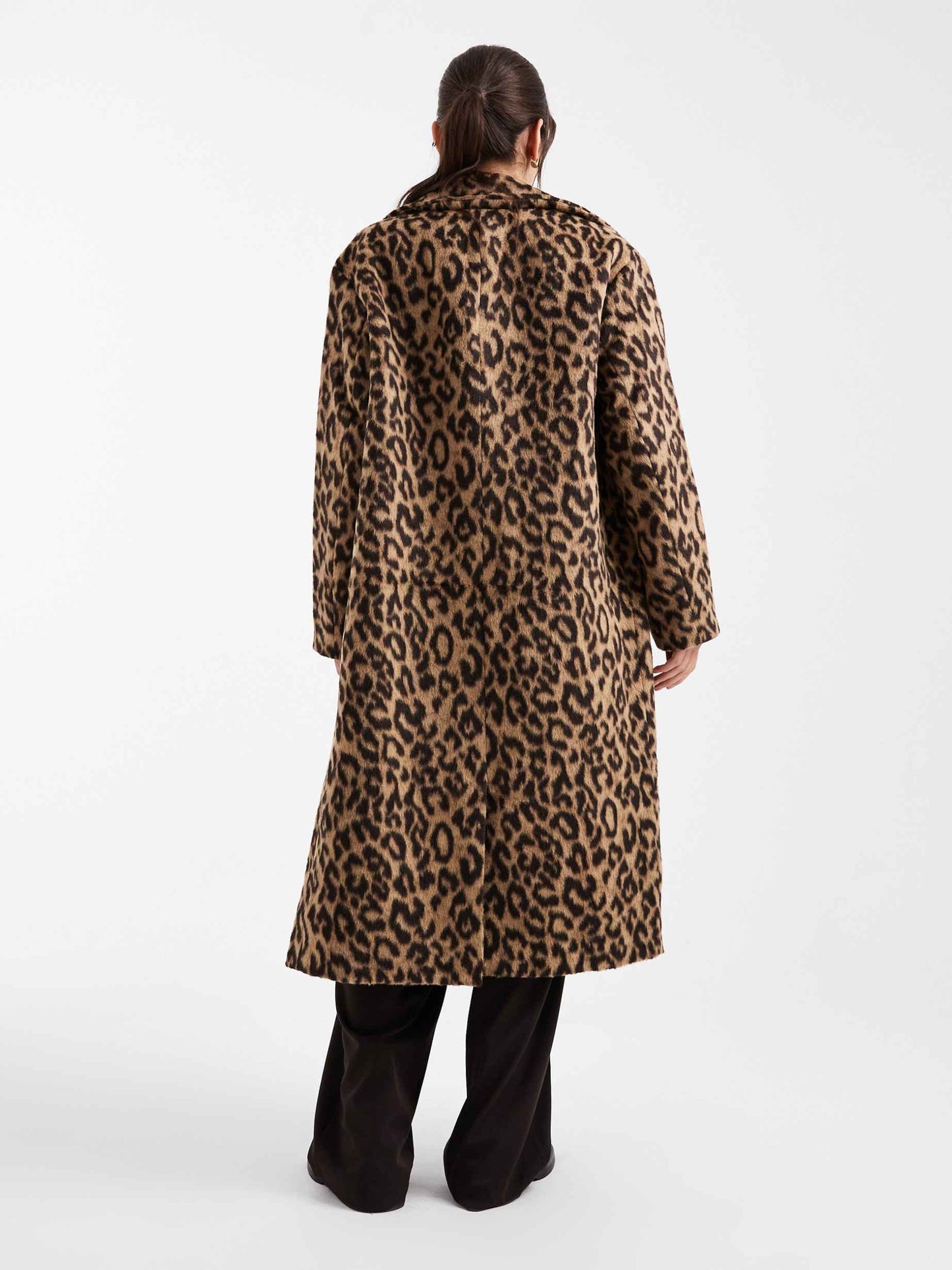 Formal Maxi Coat In Leopard Print