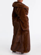 Two Tone Long Faux Fur Coat