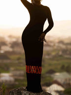Fashion Beaded Detailing Knitted Maxi Dress