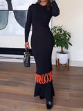 Fashion Beaded Detailing Knitted Maxi Dress