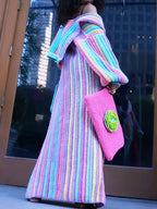 Rainbow Striped Open Front Long Sleeve Cardigan