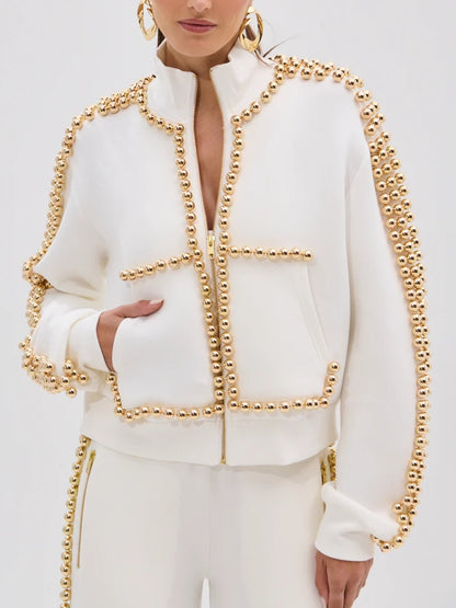 PEARL GIRL ZIP UP SWEATSHIRT AND PANT