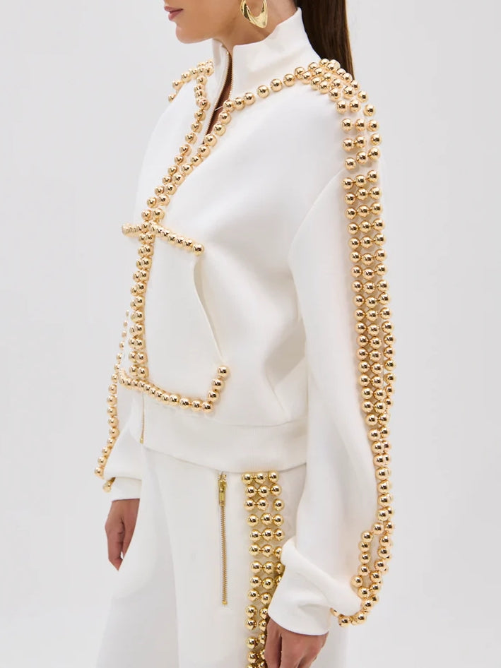 PEARL GIRL ZIP UP SWEATSHIRT AND PANT