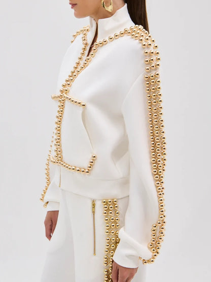 PEARL GIRL ZIP UP SWEATSHIRT AND PANT