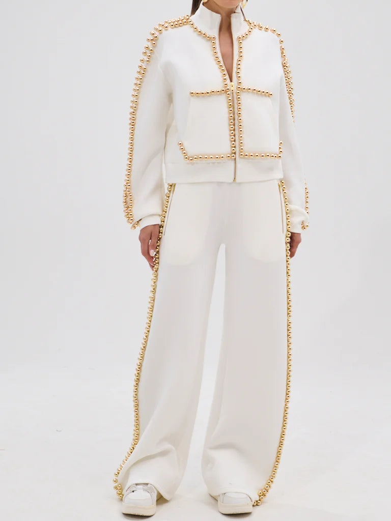 PEARL GIRL ZIP UP SWEATSHIRT AND PANT