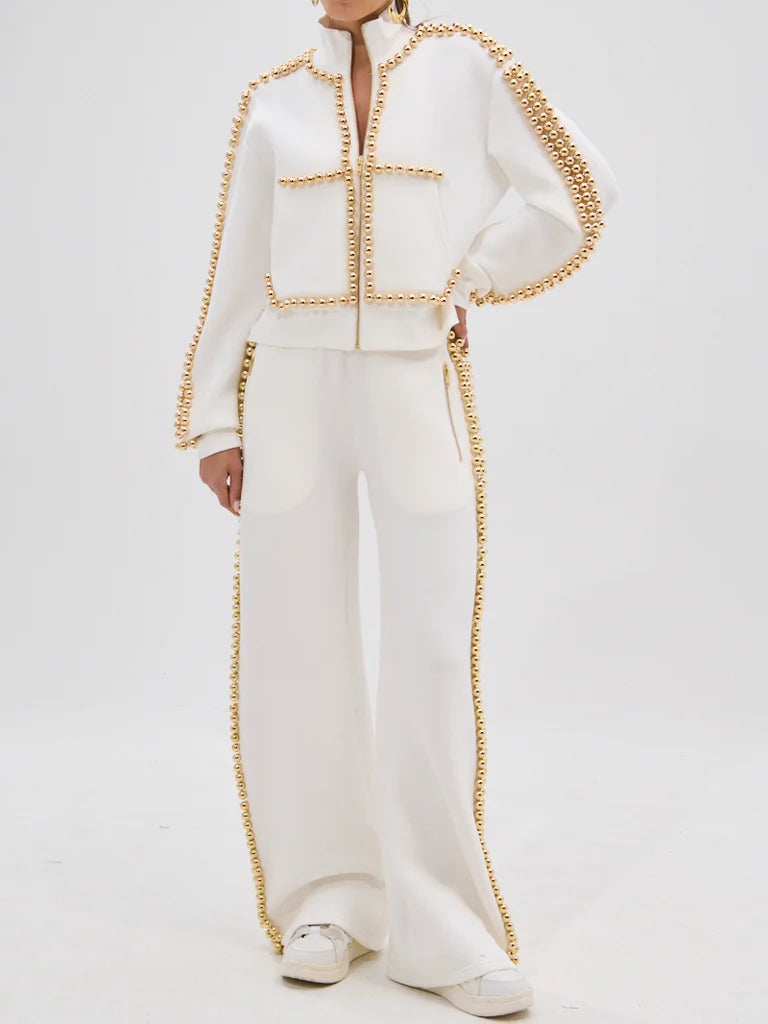 PEARL GIRL ZIP UP SWEATSHIRT AND PANT