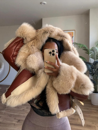 Lambskin Silver Fox Cropped Shearling