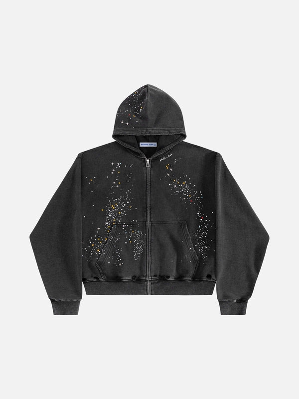 Rhinestone Zip Up Hoodie