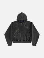 Rhinestone Zip Up Hoodie