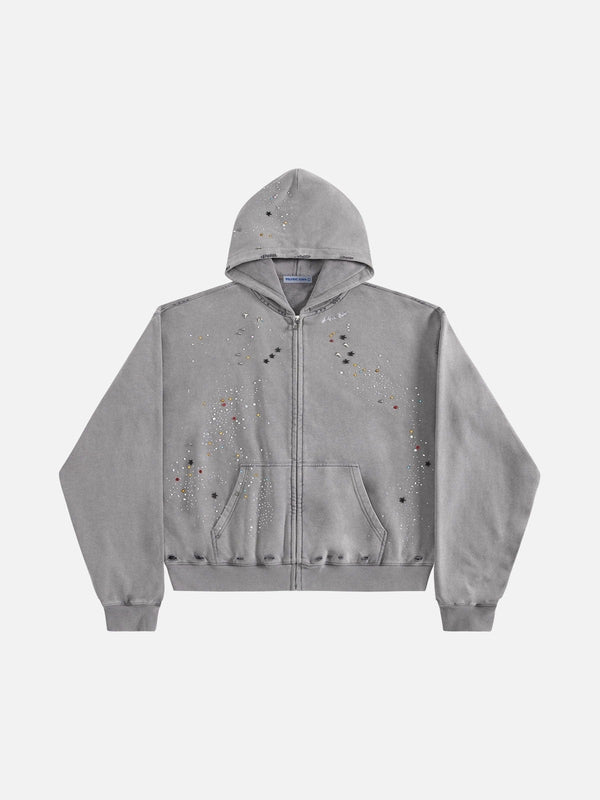 Rhinestone Zip Up Hoodie