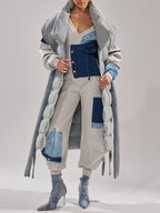 LONG LINE PUFFER VEST IN DENIM