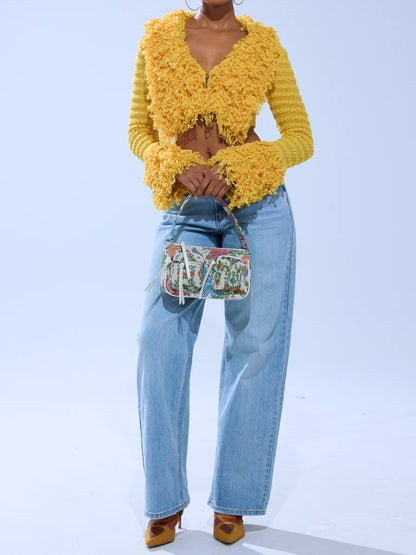 SUNSHINE QUEEN FRINGE SWEATER