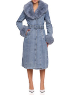 Denim Faux Fur Trim Coat