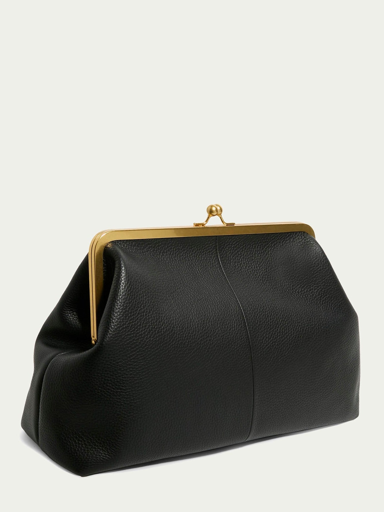 Leather Kiss Lock Clutch