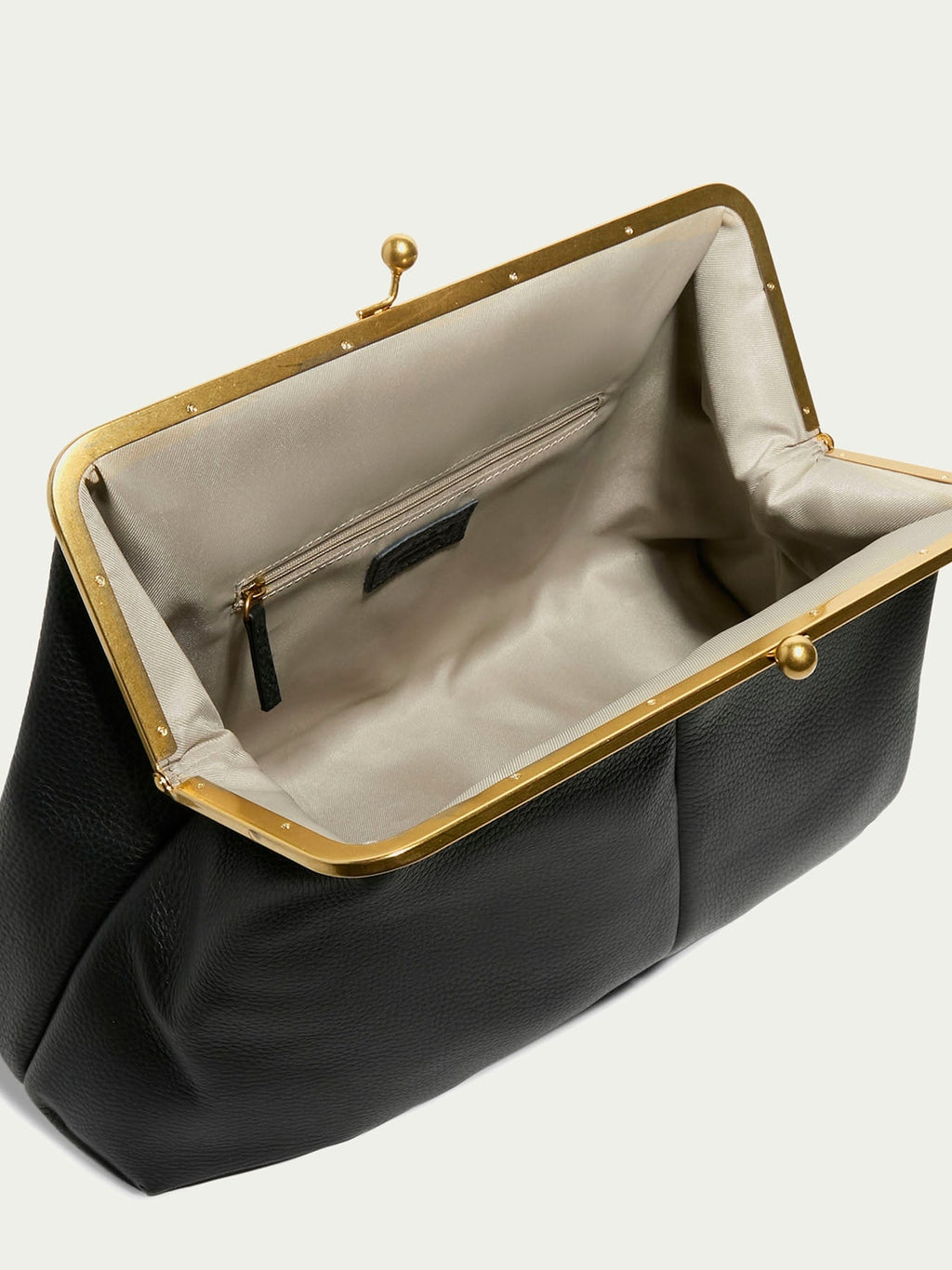 Leather Kiss Lock Clutch