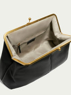 Leather Kiss Lock Clutch
