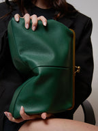 Leather Kiss Lock Clutch