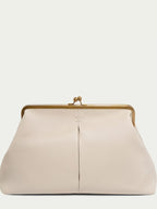 Leather Kiss Lock Clutch