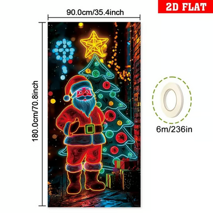 Fluorescent Christmas Door Cover Party Banner
