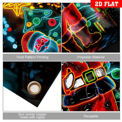 Fluorescent Christmas Door Cover Party Banner