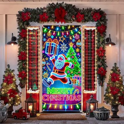 Fluorescent Christmas Door Cover Party Banner