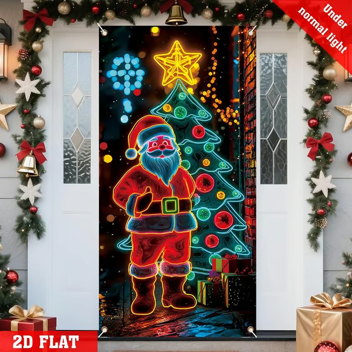 Fluorescent Christmas Door Cover Party Banner