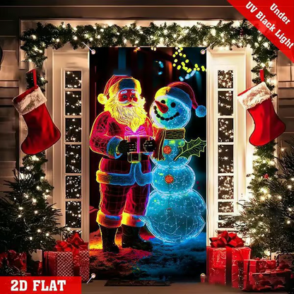 Fluorescent Christmas Door Cover Party Banner