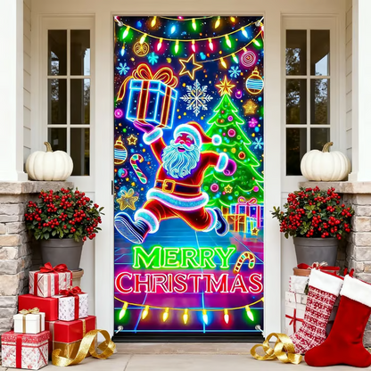 Fluorescent Christmas Door Cover Party Banner