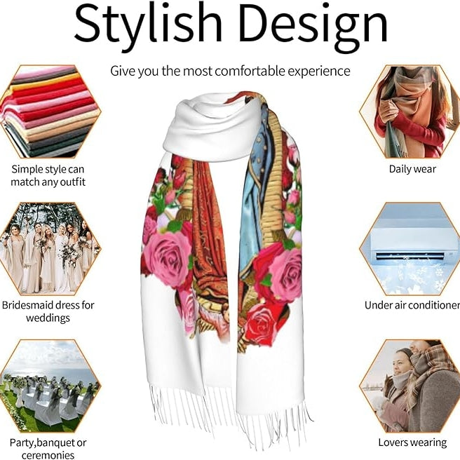Virgin Mary Soft Warm Pashmina Scarf Tassel Scarves