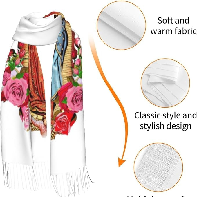 Virgin Mary Soft Warm Pashmina Scarf Tassel Scarves