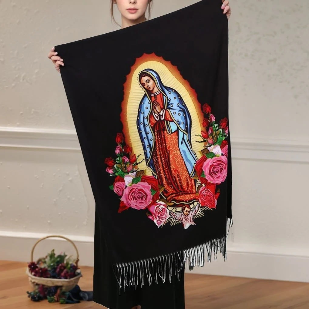 Virgin Mary Soft Warm Pashmina Scarf Tassel Scarves